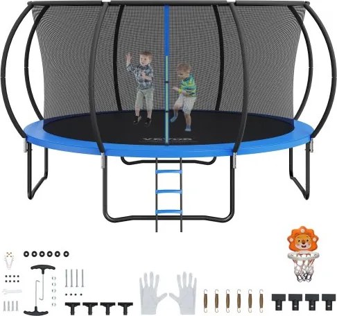 VEVOR Tuintrampoline 96 cm Ladderhoogte, Kindertrampoline voor binnen en buiten met een draagvermogen van 200 kg, Trampolines met 360° veiligheidsnet en schokdempend, Buitentrampolines voor kinderen en volwassenen