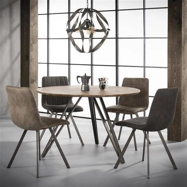 Livin24 | Eettafel Pablo - totaal: lengte 120 cm x breedte 120 cm x hoogte bruin, zwart eettafels mdf, metaal tafels meubels | NADUVI outlet