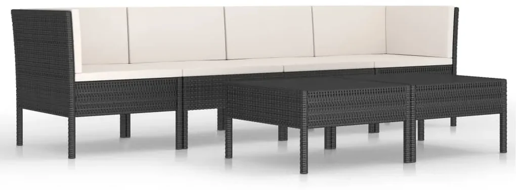vidaXL 6-delige Loungeset met kussens poly rattan zwart