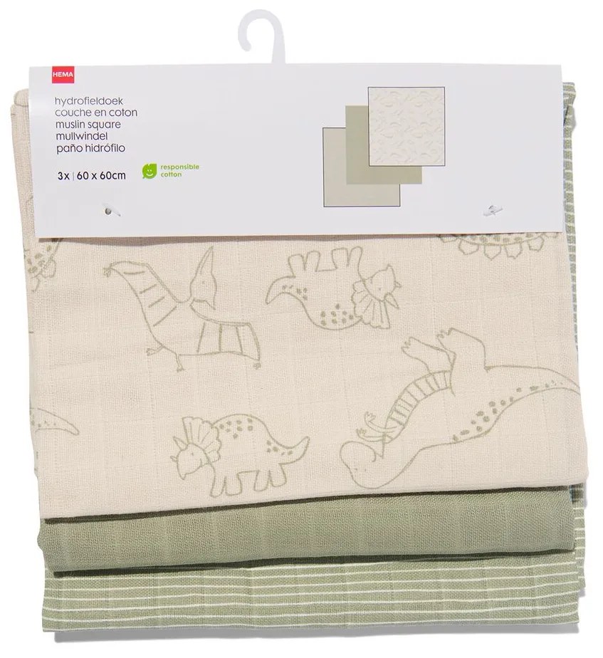 HEMA Hydrofieldoeken 60x60 Structuur Gevlekt - 3 Stuks