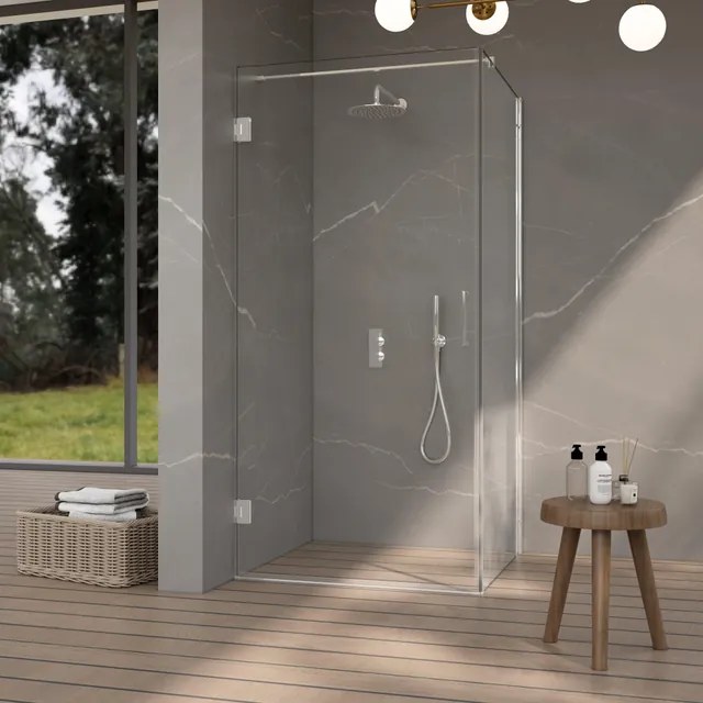 Fortifura Galeria Douchecabine - 100x80x200cm - scharnieren - deurgreep - stabilisatiestang - vlak - helder veiligheidsglas - Chroom SW1122549/SW1122560/SW797904/SW797914