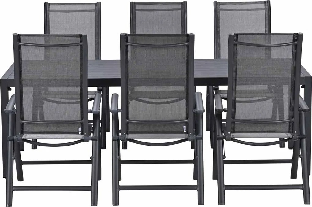Garden Impressions Santos tuinset 7-delig - Kasper tuintafel 220x93 cm donker grijs
