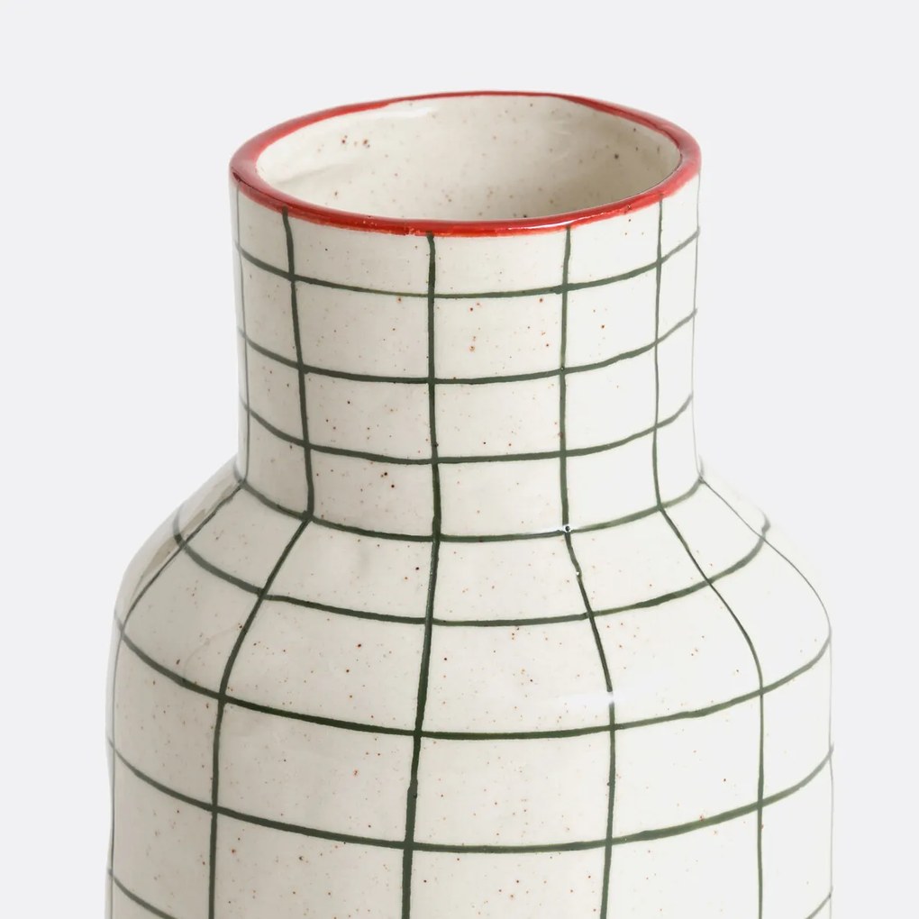 Vaas in keramiek met ruiten H18,7 cm, Neios