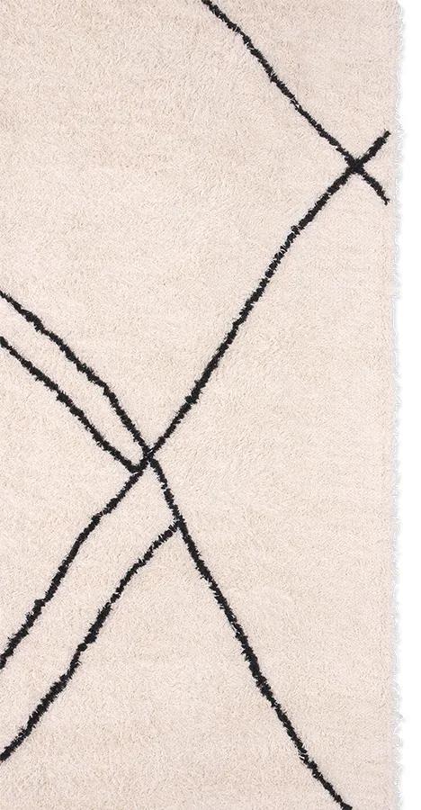 HKliving Karpet Vloerkleed Zigzag Zwart/Wit 240x150cm - Katoen polyester - HKliving