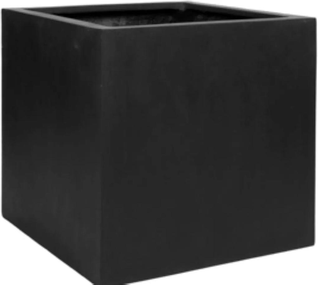 Bloempot Block xl natural 60x60x60 cm black vierkant
