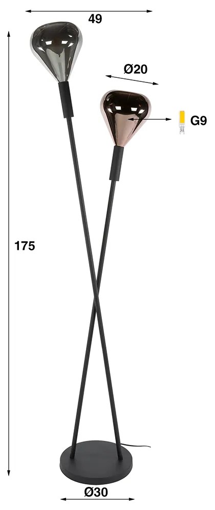 Metale Vloerlamp Met Druppelglas