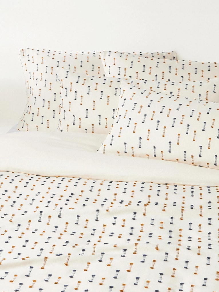 Katoenen dekbedovertrek Lenja met getuft franjes