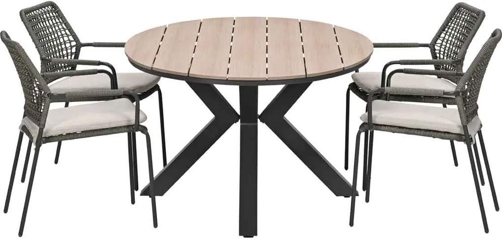 Garden Impressions Natas tuinset grijs 5-delig - Tulli tuintafel 180x115 cm