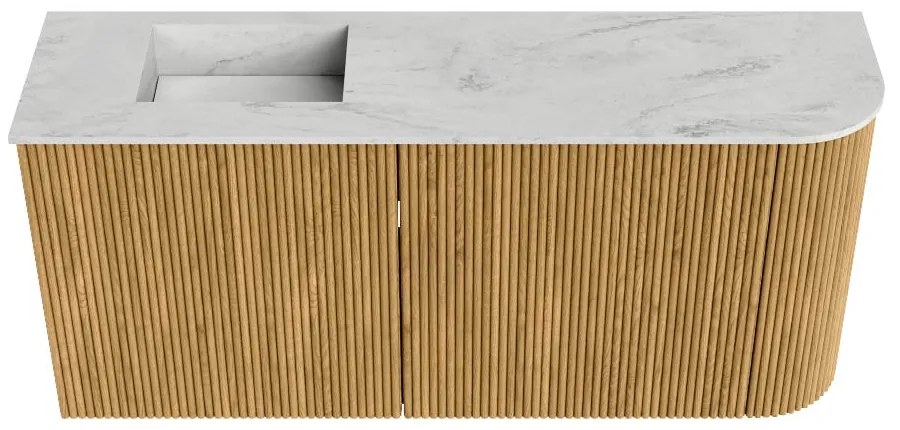 Mondiaz Joya DLux 90cm toiletmeubel ronding rechts oak met wastafel faye links zonder kraangat opalo