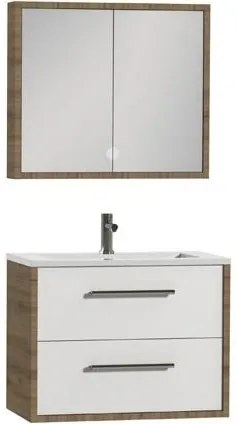 Tiger Boston badmeubel met spiegelkast en witte wastafel 80cm chalet eiken