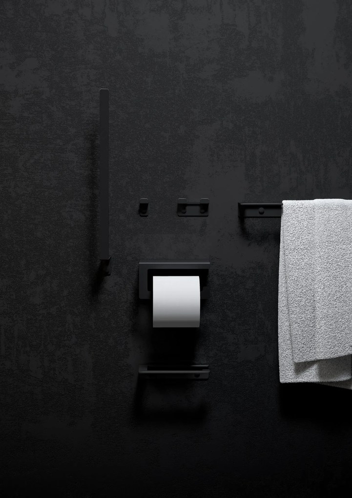 Clou Fold toiletrolhouder met cover zwart mat