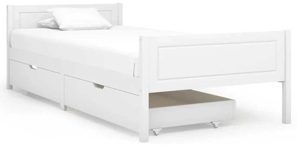 vidaXL Bedframe met 2 lades massief grenenhout wit 90x200 cm