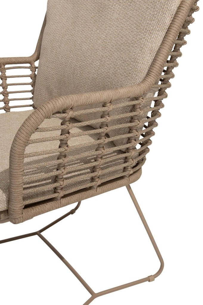 4 Seasons Outdoor Fabrice tuinset latte met Capri tafel met barrelvormig blad 280 x 110 cm Tuinset beige weerbestendig