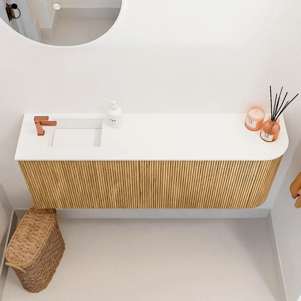 Mondiaz Joya 110cm toiletmeubel ronding rechts oak met wastafel faye links 1 kraangat talc