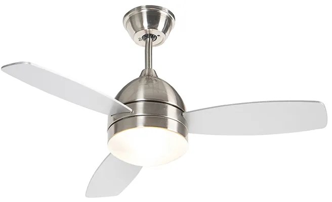 Plafondventilator met lamp staal met afstandsbediening - Rotar Modern E27 rond Binnenverlichting Lamp