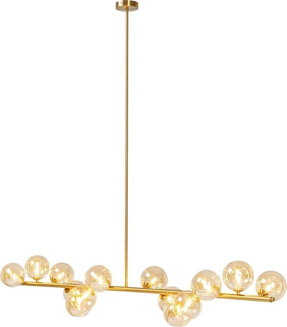 Hanglamp Breed Met Glazen Bollen Messing