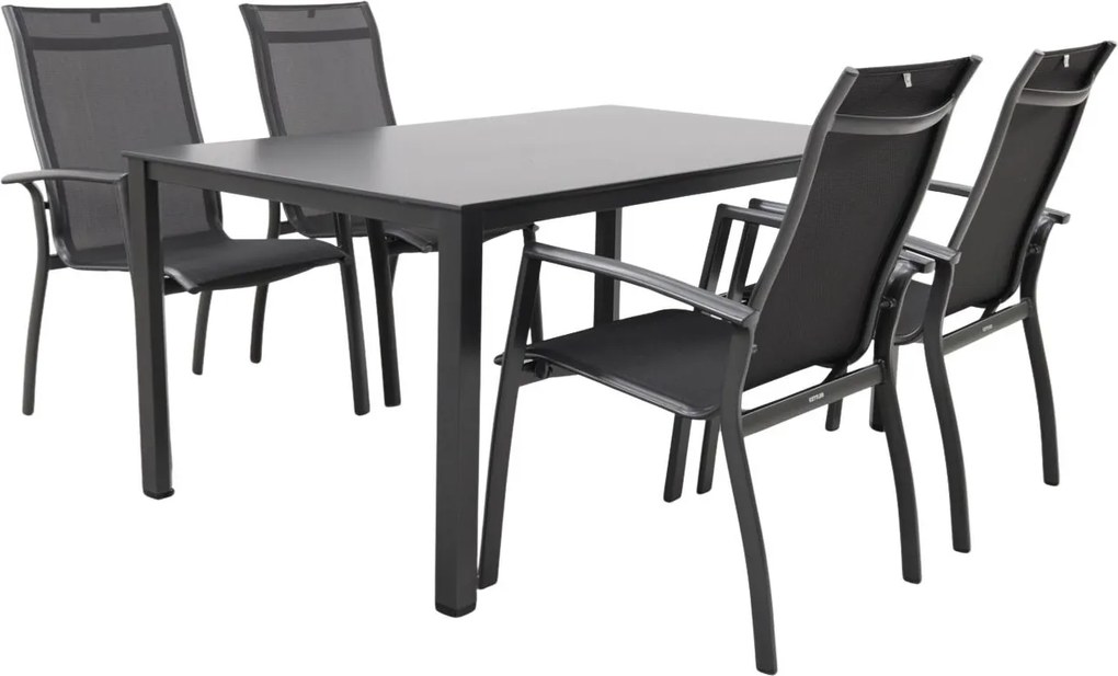 Kettler Legato Curve/Cubic 4-persoons stapelbare tuinset 160x95 cm. - Antraciet