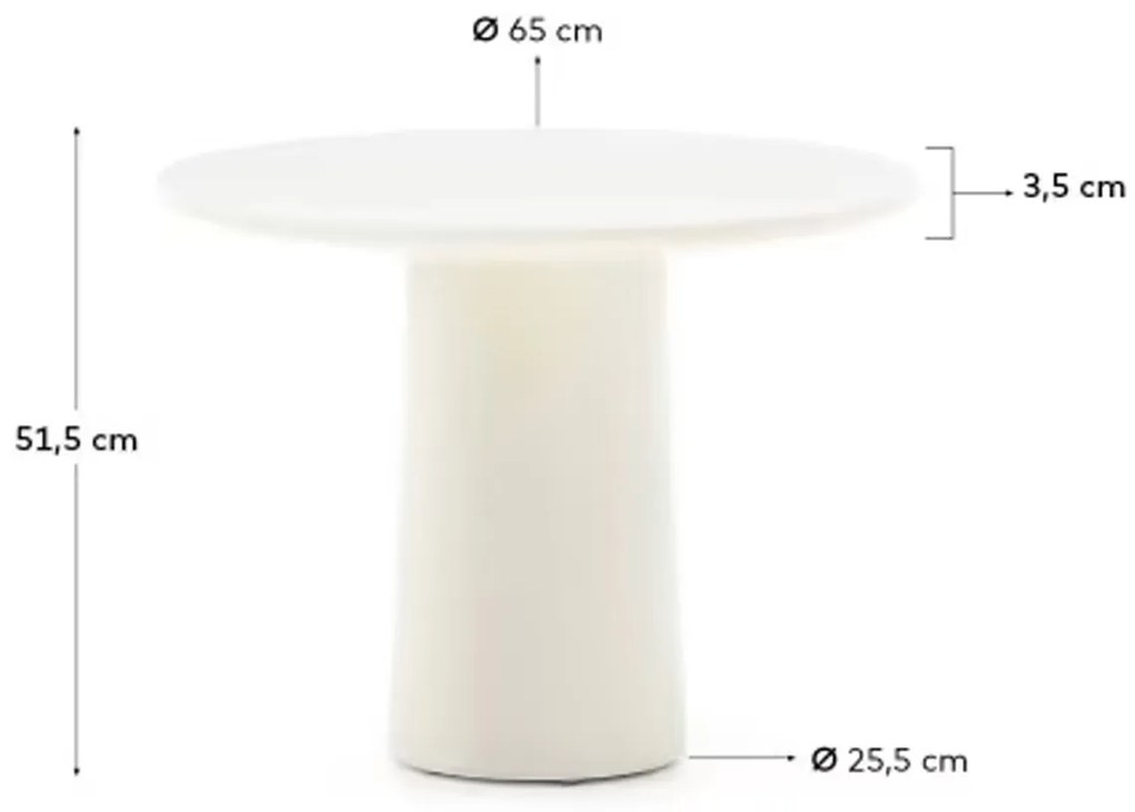Kave Home Albanella Witte Salontafel Glanzend Cement 65 Cm - 65 X 65cm.
