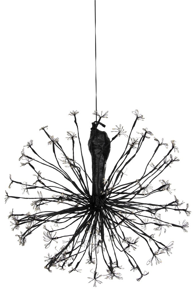 Kerst hanglamp bol zwart 60cm incl. LED met timer IP44 - Nobu