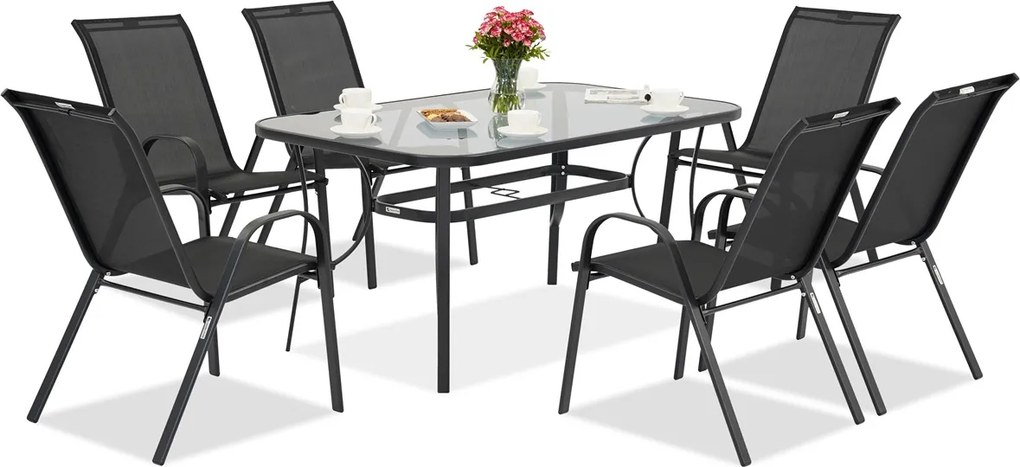 Tuinmeubelset Modena/Bitonto zwart voor 6 personen Garden Point