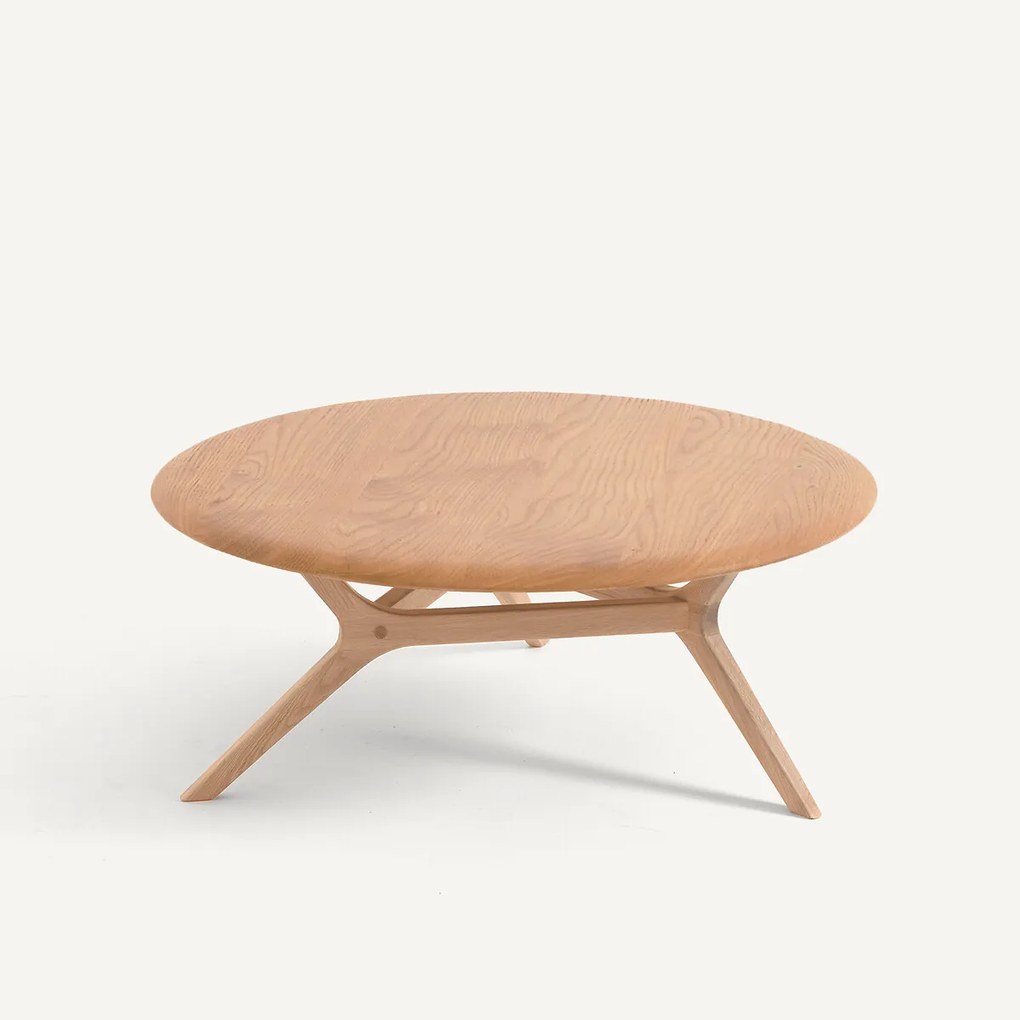 Salontafel van massief eikenhout, diameter 90 cm, MARICIELO