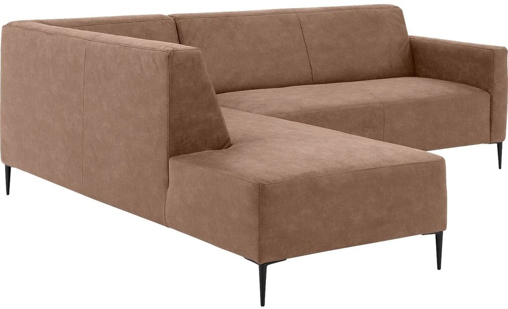 Goossens  Key West bruin, micro leer, 2,5-zits, modern design met ligelement links