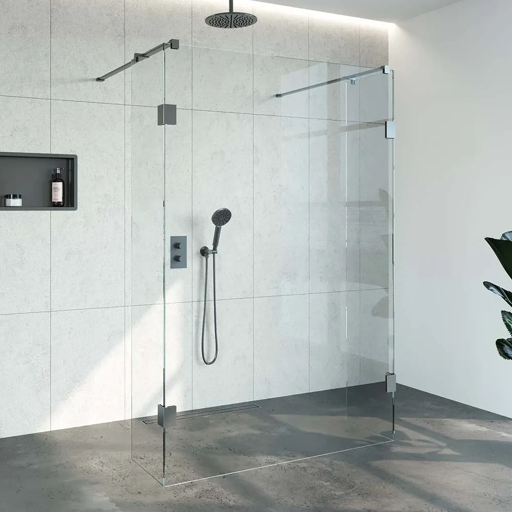 Brauer JC profielloze doorloopdouche 140/40/40cm gunmetal geborsteld