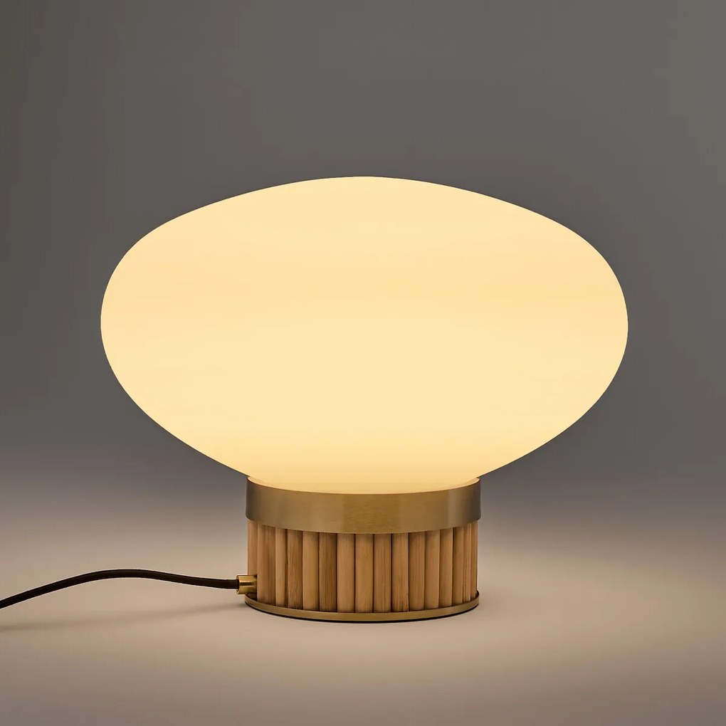 Lamp in messing, bamboe en opaline glas, Dolce