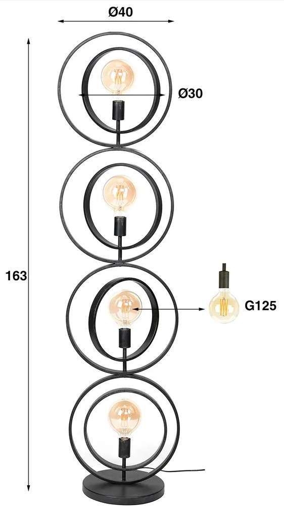 Hoge Vloerlamp Metalen Ringen