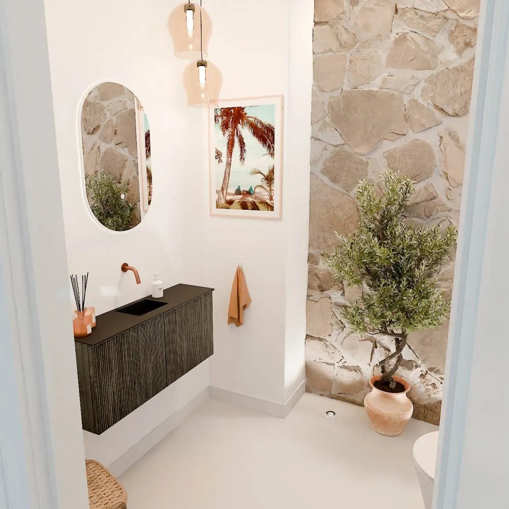 Mondiaz Joya 90cm toiletmeubel shadow met wastafel faye midden zonder kraangat urban