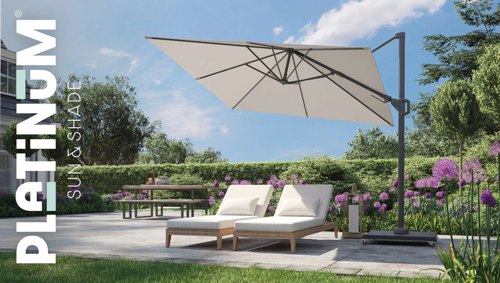 Zweefparasol  2.7 x 2.7m T2 (incl. voet en hoes) manhattan Grijs-antraciet Platinum Voyager