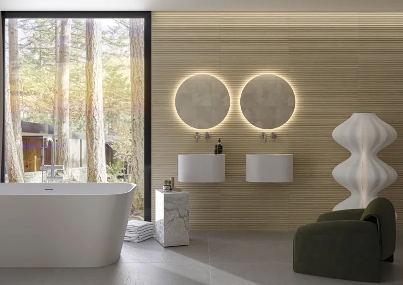 Jabo Valkiria wandtegel beige gestreept 30x75cm gerectificeerd