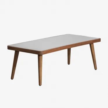 Marilia Salontafel Van Cement En Acaciahout Grijs & 110 X 50 Cm - Sklum