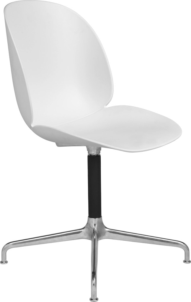 Gubi Beetle stoel met zwart/gepolijst aluminium swivel onderstel white