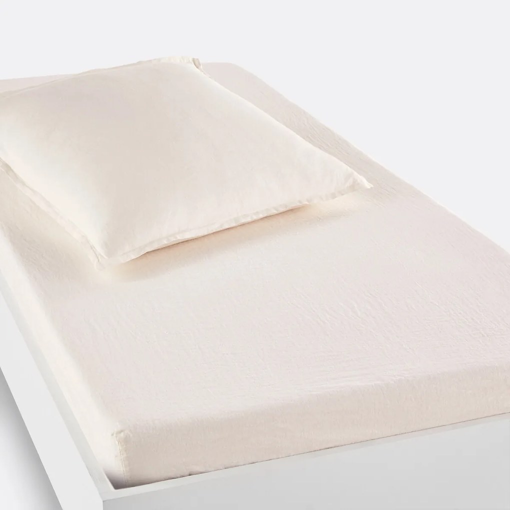 Hoeslaken in gewassen linnen, omslag 30 cm, Linot