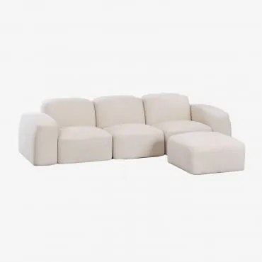 Bastian 3-delige Modulaire Bank En Poef Chenille Dik Wit - Sklum