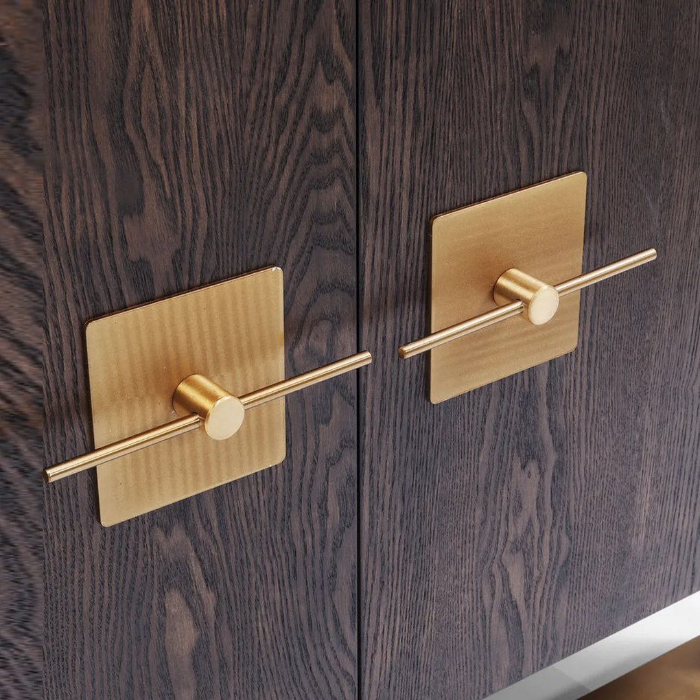 Dressoir Messing En Donker Hout - 180x40x80cm.