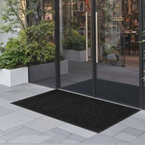 VEVOR Dirt Trapper Mat, 1524 x 914 mm, binnen- en buitendeurmat, PVC-achterkant, wasbaar entreemat voor gang, balkon, garage, gestreept, grijs