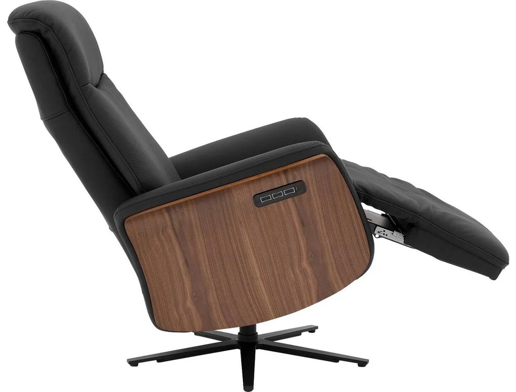 Goossens Relaxstoel Finesse, Recliner electrisch (3 motorig) met notenkleurige zijkant