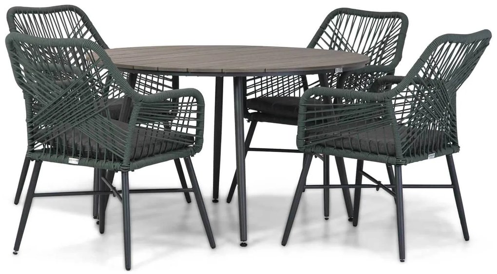 Tuinset Ronde Tuintafel 125 cm Rope Groen 4 personen Domani Furniture Foris/Matale
