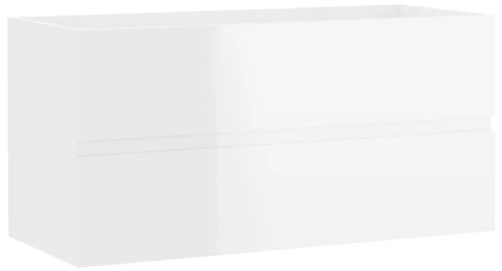 vidaXL Wastafelkast 90x38,5x45 cm spaanplaat hoogglans wit