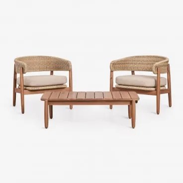 Ribeira Tuinset Met 2 Fauteuils En Salontafel Van Acaciahout Acacia Bruin - Sklum