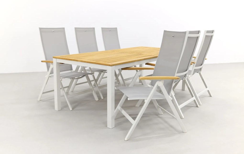 Hartman Napoli teak wit/Sonata 220 cm. tuinset - 7-delig