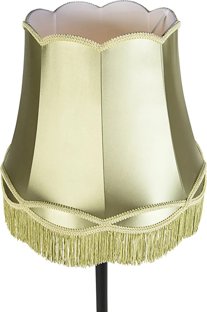 Smart vloerlamp zwart met Granny kap groen incl. Wifi A60 - Classico