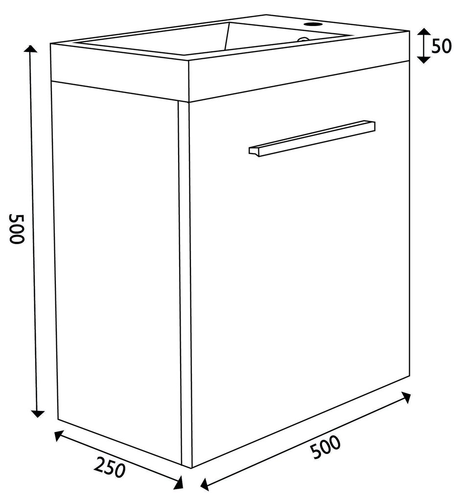 Mueller Eline toiletmeubel hoogglans wit 50x25x50cm