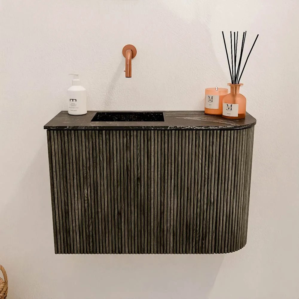 Mondiaz Joya DLux 60cm toiletmeubel ronding rechts shadow met wastafel faye links zonder kraangat lava