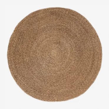 Ronde Vloerkleed Ø145 Cm Van Natuurlijk Jute Drak Yute - Sklum