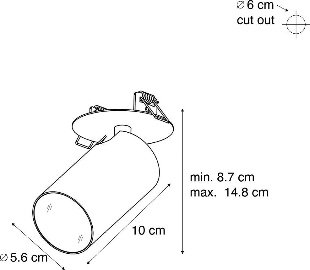 Set van 6 moderne inbouwspots wit GU10 50mm IP44 - Chels