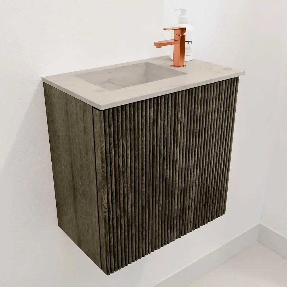 Mondiaz Joya DLux 40cm toiletmeubel shadow met wastafel faye links 1 kraangat opalo