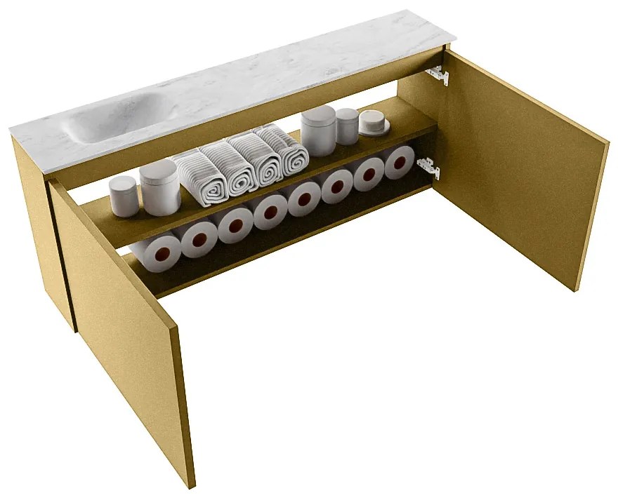 Mondiaz Ture DLux toiletmeubel 120cm oro met wastafel opalo links met kraangat